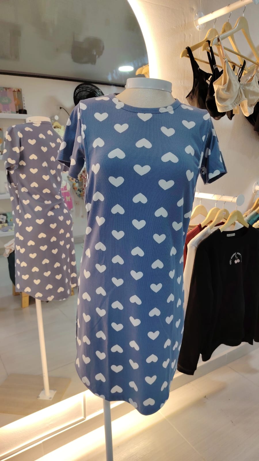 Pijama Bata Corazones Azul